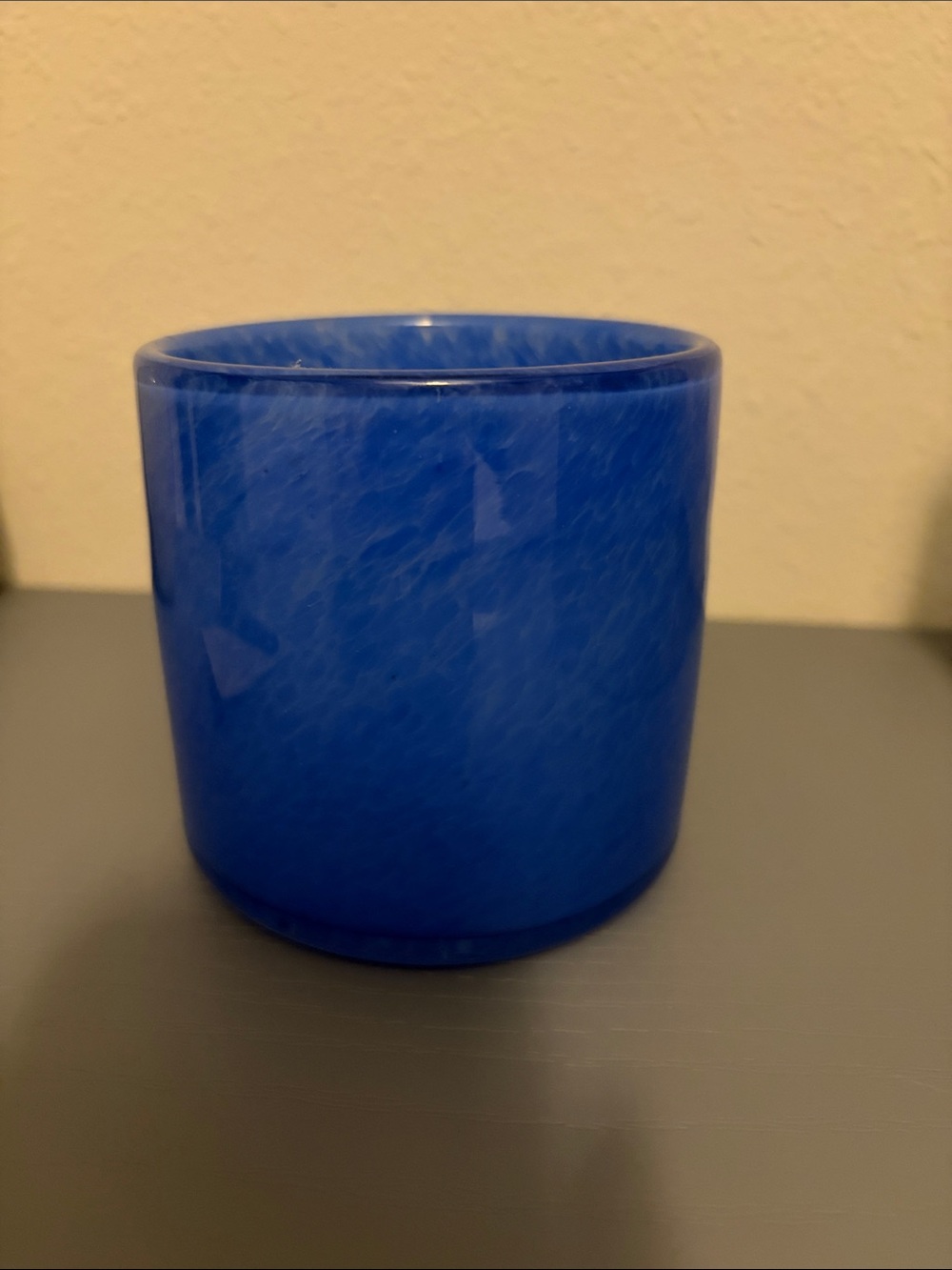 West Elm Blue Glass Candle Holder- Decorative Home Accent